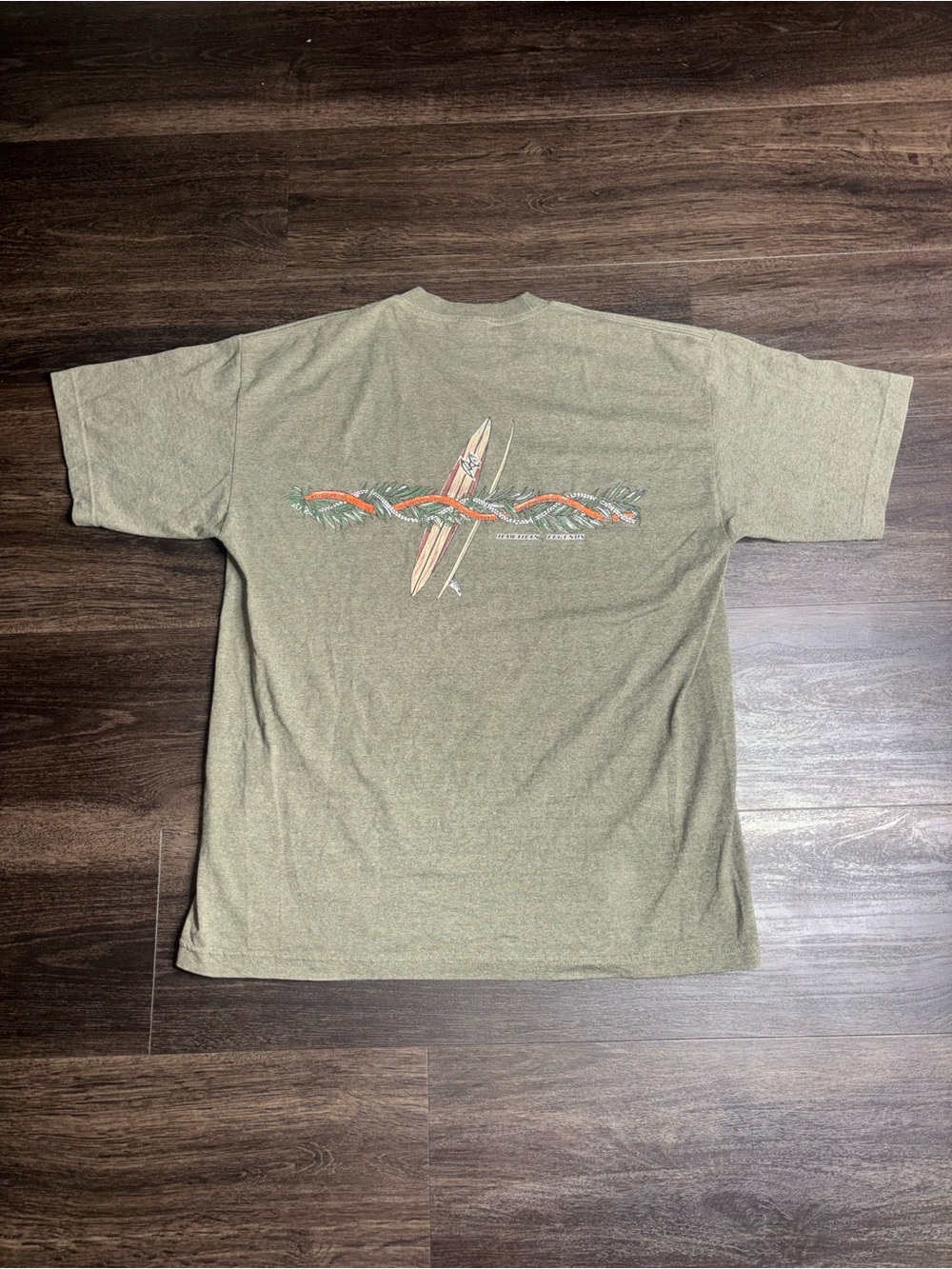 Vintage Y2K TShirt Hawaiian Legends Size XL Olive Green